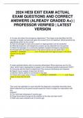 HESI EXIT EXAM 2024 ACTUAL EXAM | ALL QUESTIONS AND CORRECT ANSWERS (GRADED A+) | PROFESSOR VERIFIED | LATEST EXAM